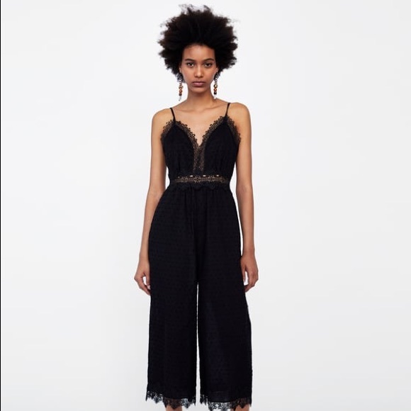 Zara Pants & Jumpsuits Zara Dotted Mesh Jumpsuit Poshmark